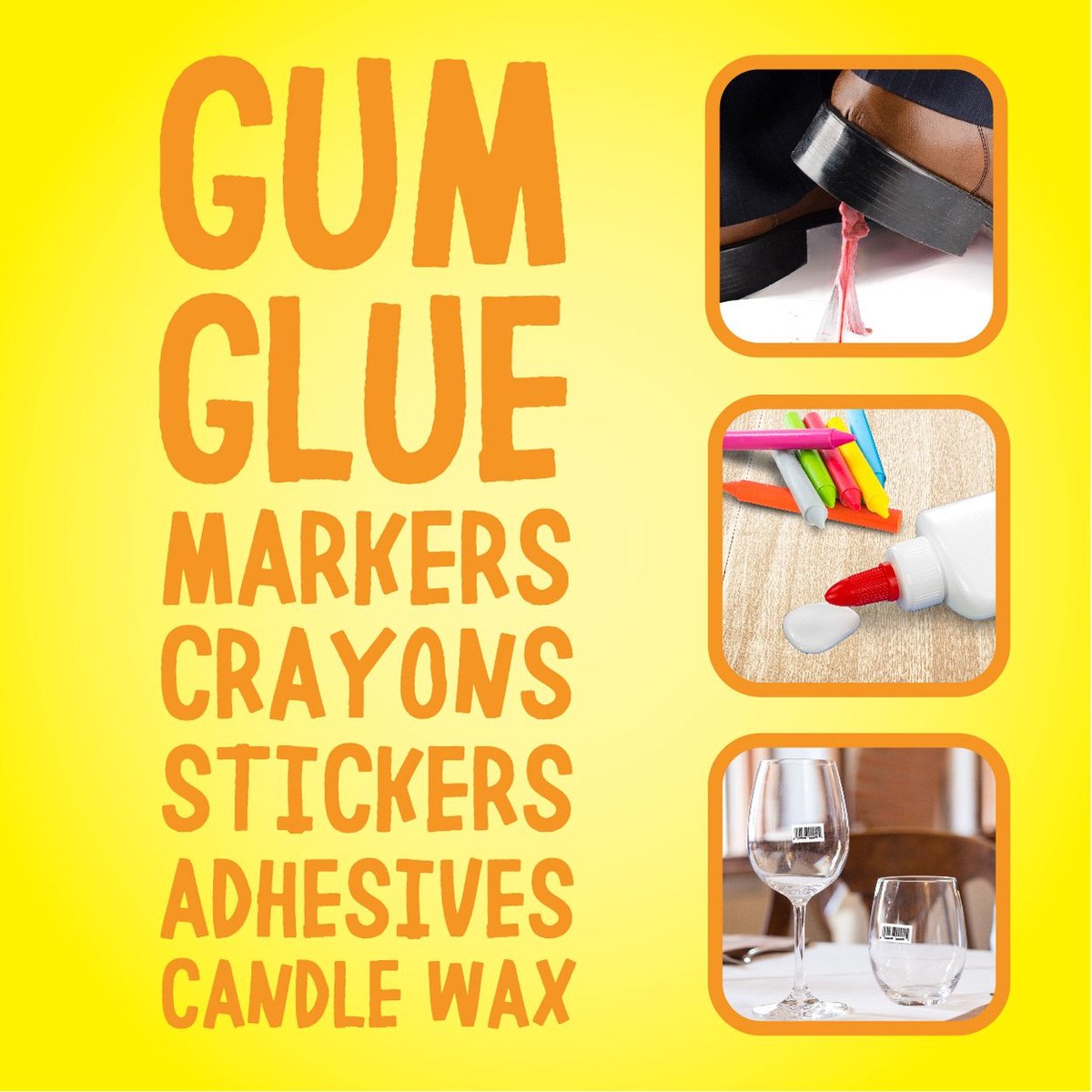 Goo Gone cleaning gum, crayon, and adhesive residue