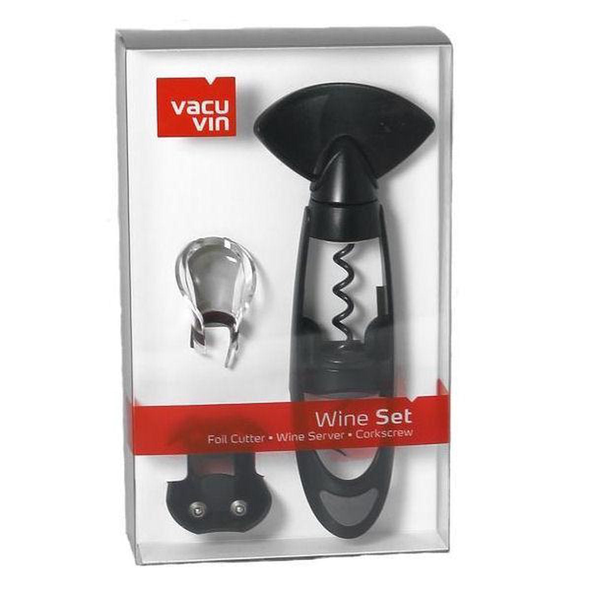 Weinöffner 3 -teiliger Set - Schwarz - Korkenzieher + Gießmütze / Gießen Spout + Kapselschneider / Folienschneider