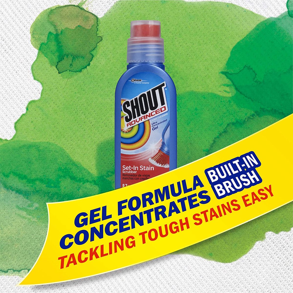 Shout Advanced Stain Remover voor kleding met scrubgelborstel 260 ml