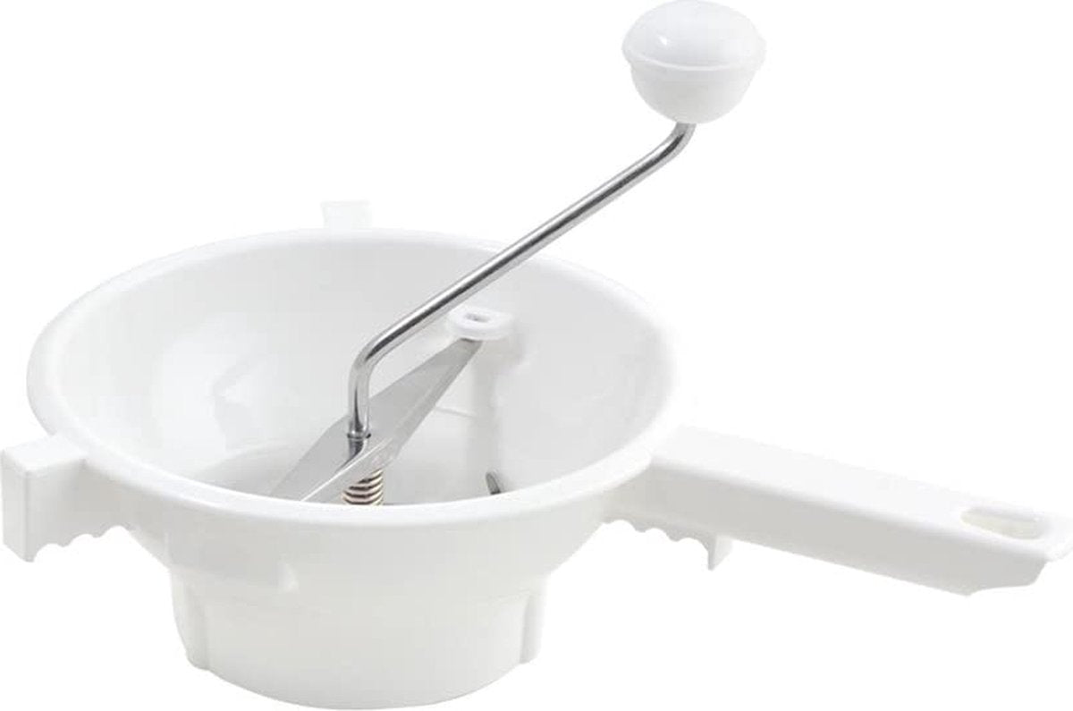 Montini Guerino handmatige groentemolen D.24 met 3 roestvrijstalen verwisselbare schijven, wit