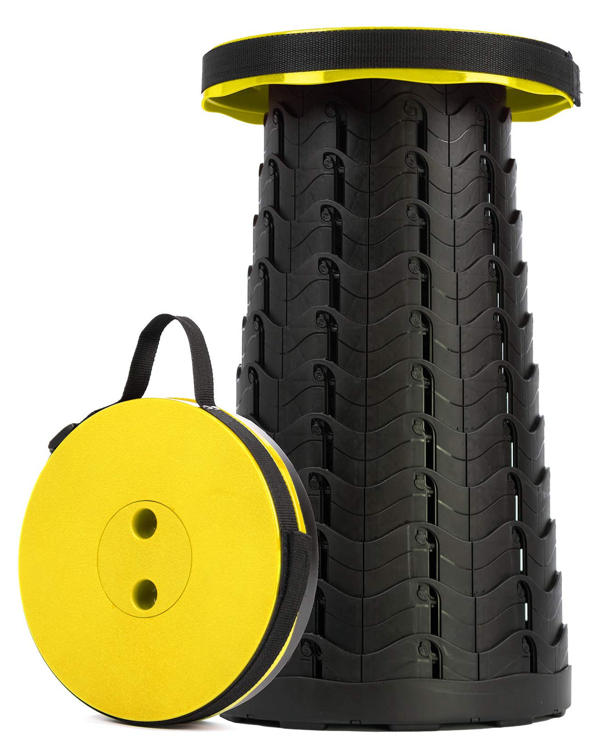 Splendole Portable Telescopic Folding Stool – Adjustable Outdoor Camping Stool – Yellow