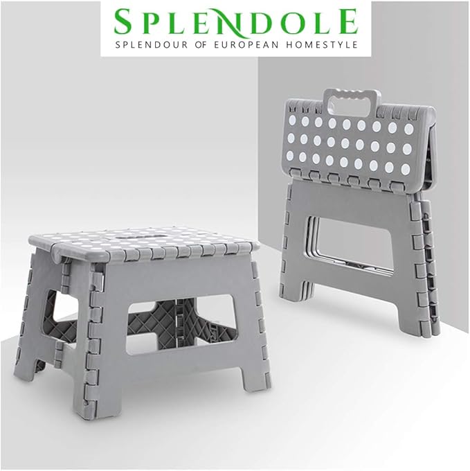 Splendole Small Folding Step Stool – Compact Anti-Slip Plastic Step for Kitchen & Bathroom