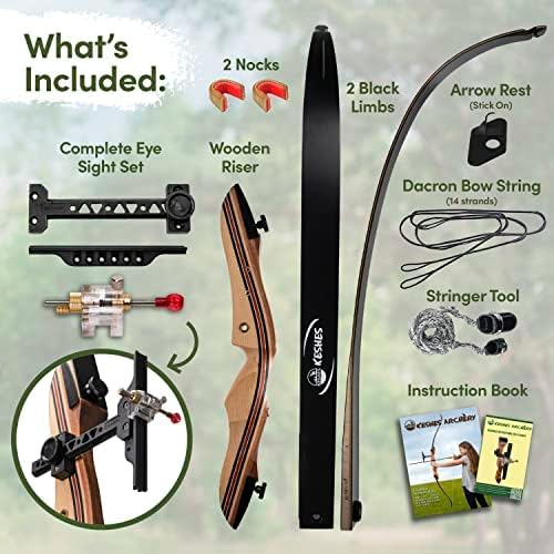 Keshes Takedown Hunting Recurve Bow and Arrow - 62" Archery Bow for Teens and Adults, Archery Set Bowstring Arrow Rest Stringer Tool Sight