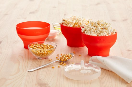 Ensemble lekue de 2 mini-makers de pop-corn pliable pour micro-ondes Ø 12,7 cm H 8,5 cm