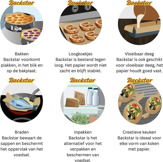 Backstar - Baking Paper Roll 33 cm x 50 m - Baking Paper Dispenser 33 cm - FSC BIO