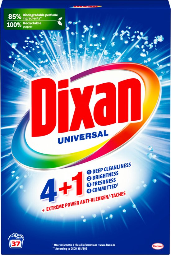 Dixan waspoeder Universal - 37 wast 4+1 Extreme Power 2,22 kg
