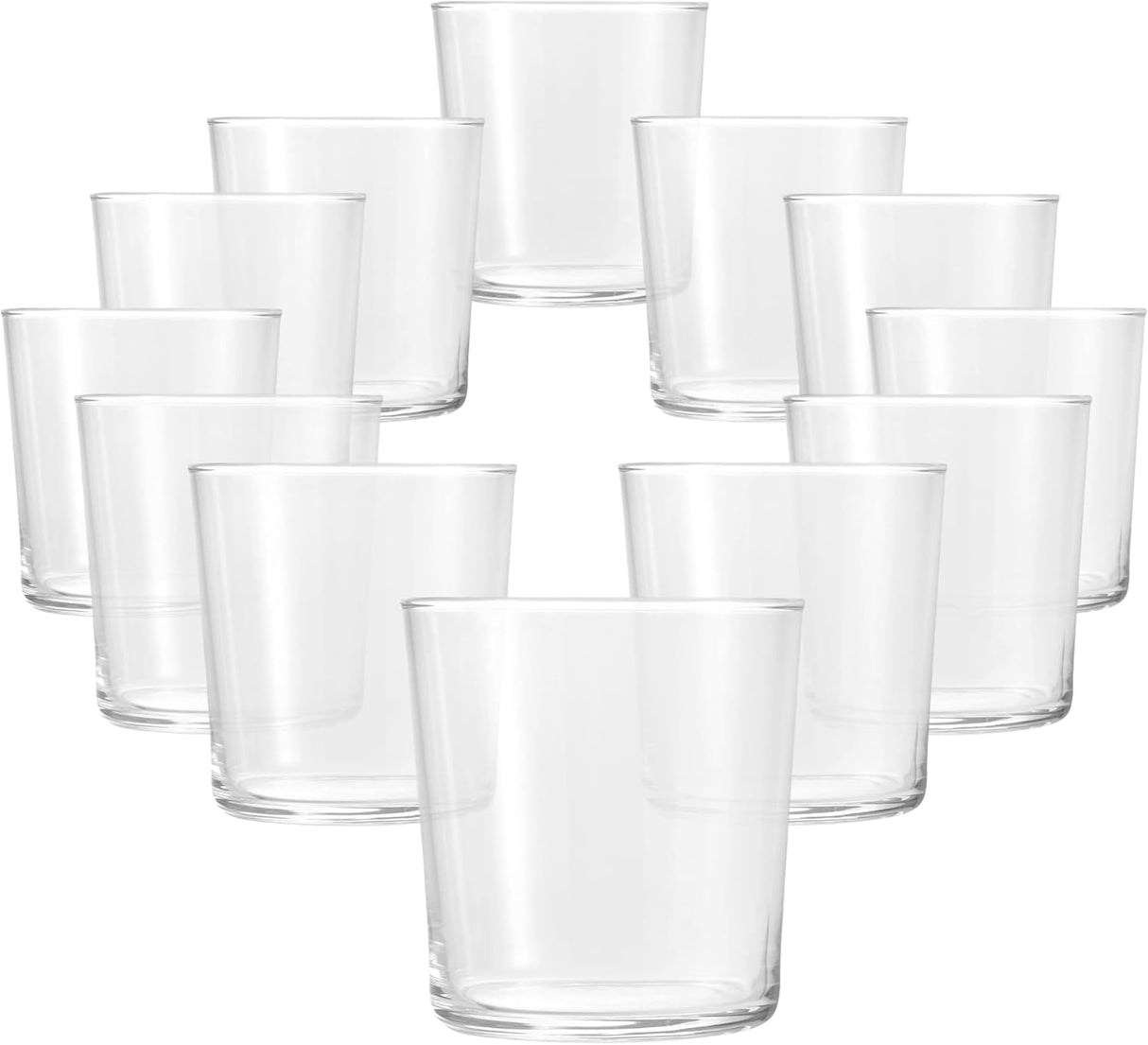 Bormioli Rocco Bodega Collection Glassware – Set Of 12 Medium 12 Ounce Drinking Glasses For Water, Beverages & Cocktails – 12oz Clear Tempered Glass Tumblers