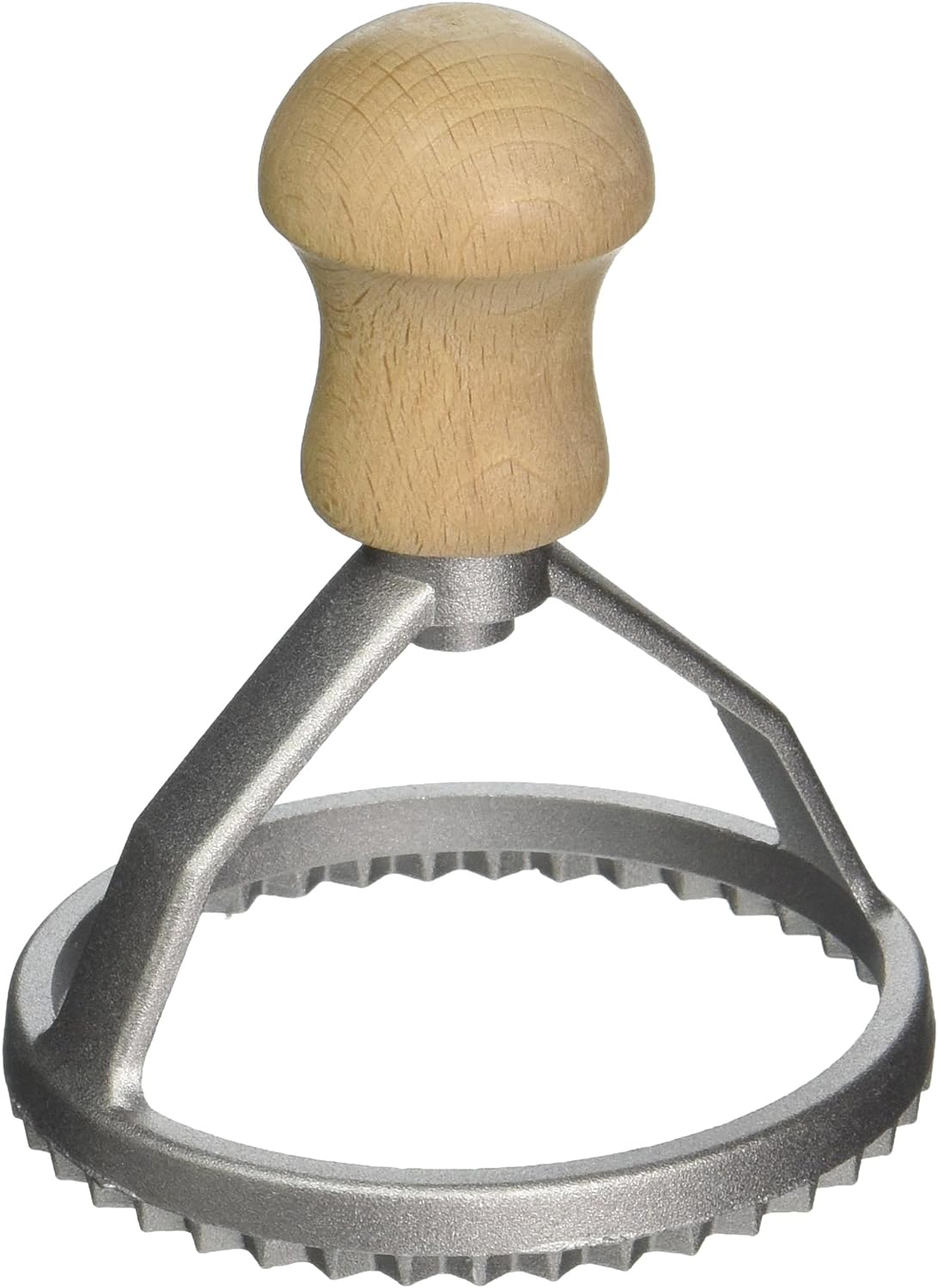 Eppicotispai Aluminum Round Ravioli Stamp with Beechwood Handle, 7.6cm, ø 80mm.