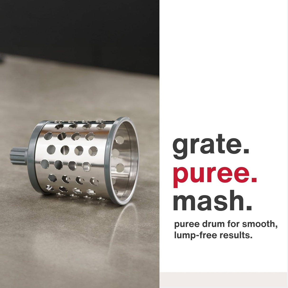 Zyliss Gourmet Drum set with puree drum in use