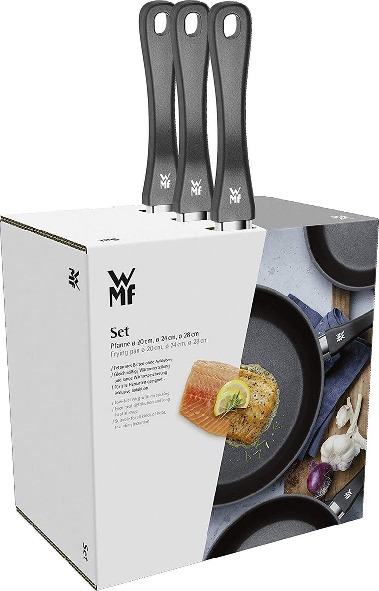 WMF Devil - 3-teiliges Bratpfannenset - Durchmesser 20/24/28 cm - Cromargan Edelstahl - Bratpfanne mit Keramikbeschichtung - Kunststoffgriff - Induktion