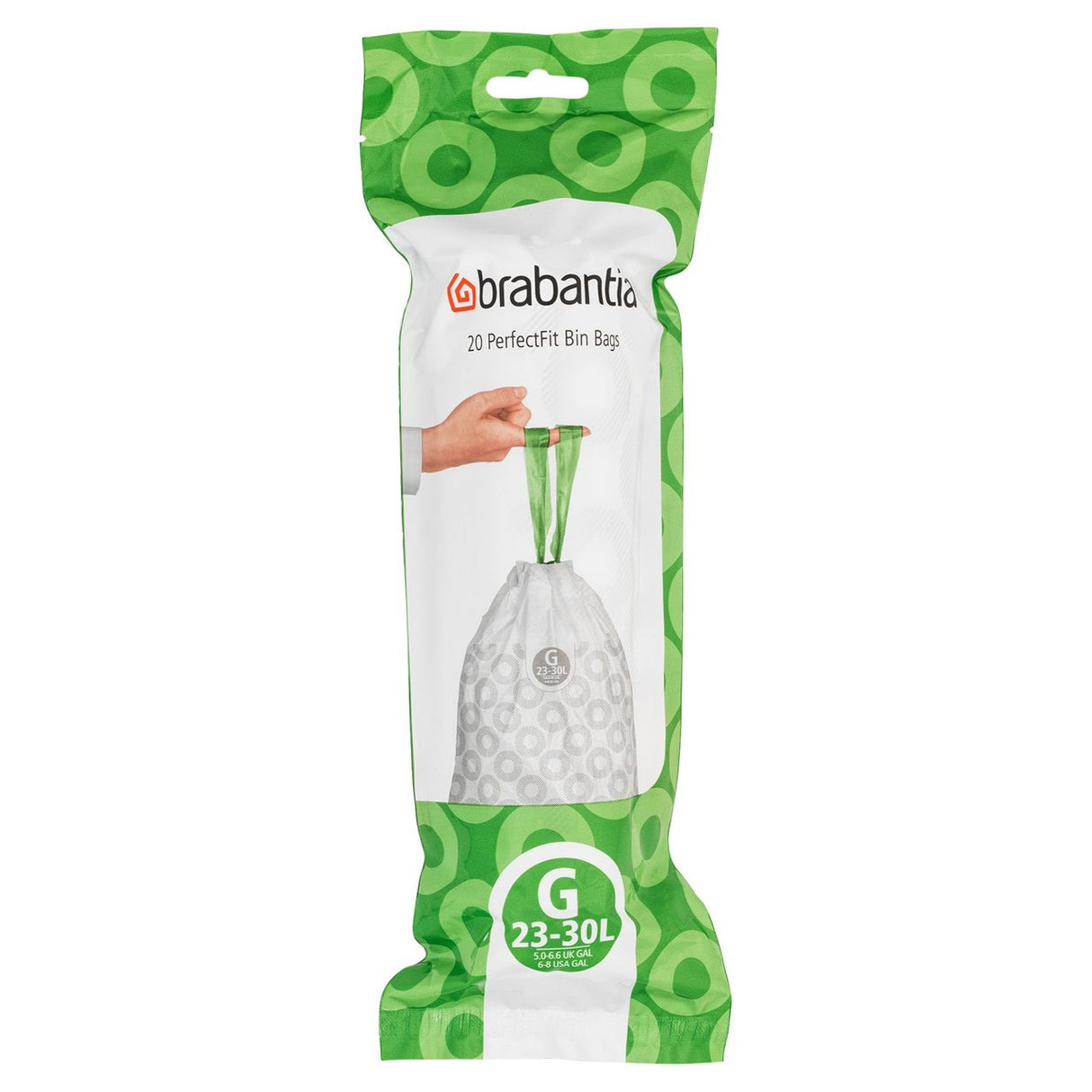Brabantia PerfectFit Sacs, code G, 23-30 litres, 20 sacs par rouleau - blanc