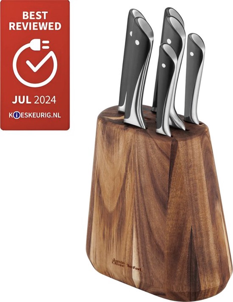 Tefal Jamie Oliver Messer Set 6 -teilig - einschließlich Messerblock - Holz/Edelstahl