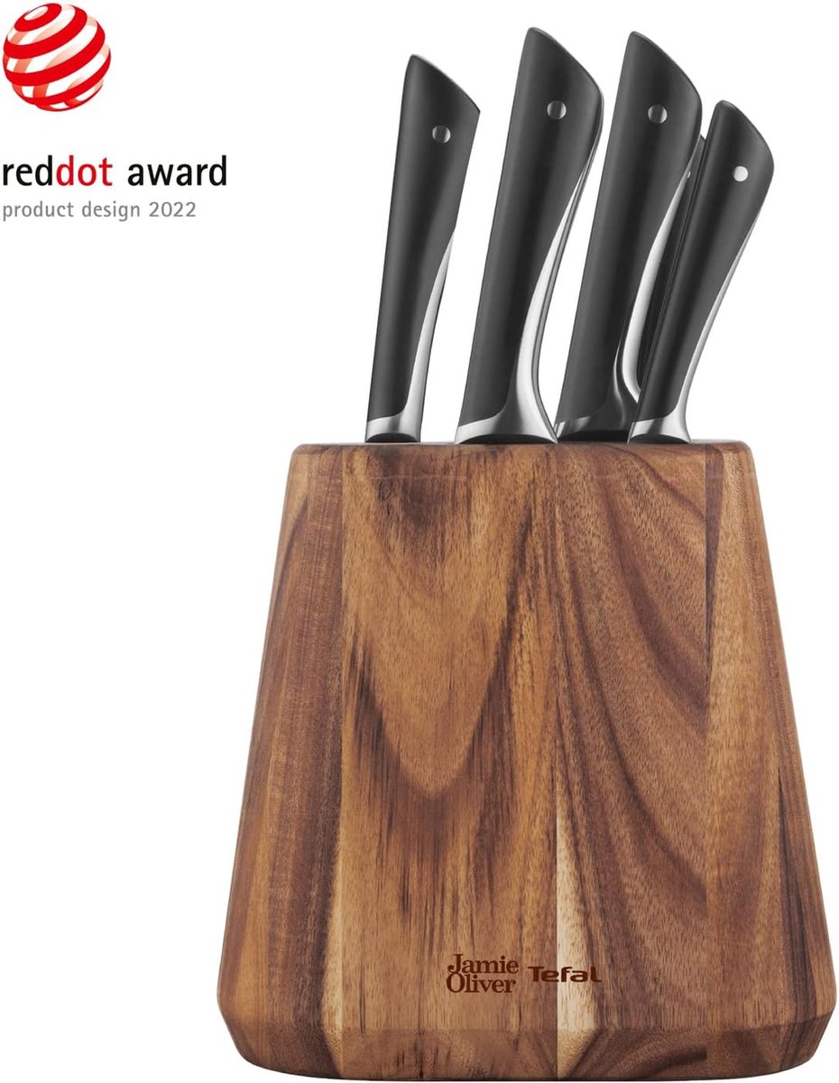 Tefal Jamie Oliver Messer Set 6 -teilig - einschließlich Messerblock - Holz/Edelstahl