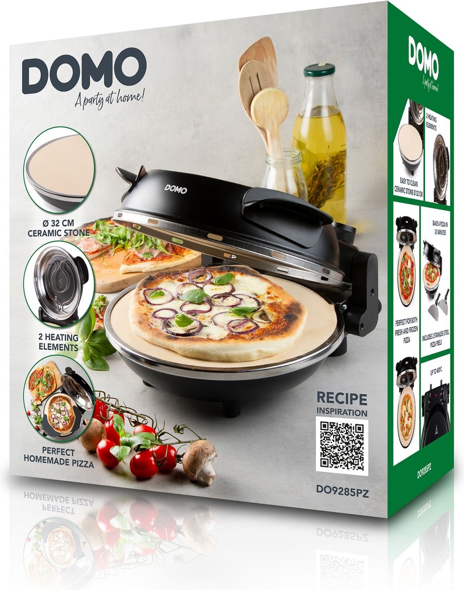 Domo Pizza -Ofen mein Express -Pizza schwarz - Pizzaofen mit Stein