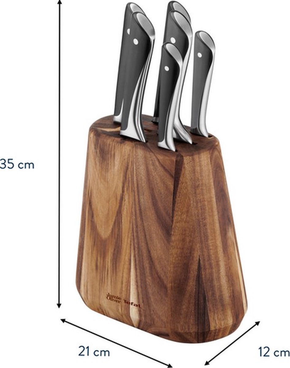 Tefal Jamie Oliver Messer Set 6 -teilig - einschließlich Messerblock - Holz/Edelstahl