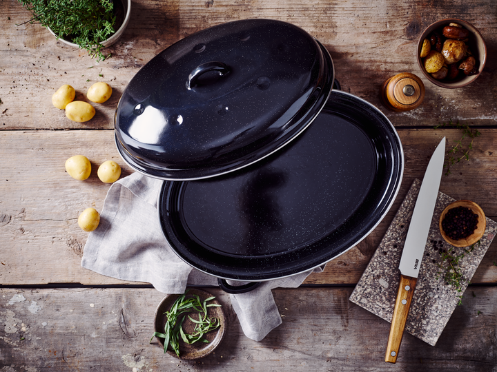 Dishwasher safe enamel oven tray