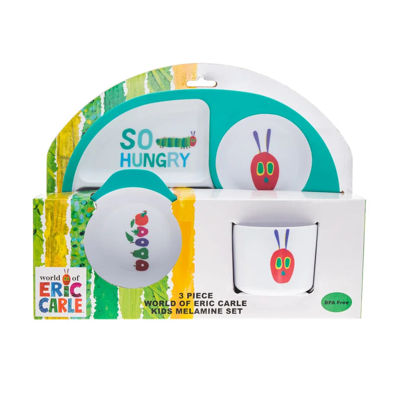 3-delige kinderserviesset met bord "The Very Hungry Caterpillar" Melamine serviesset