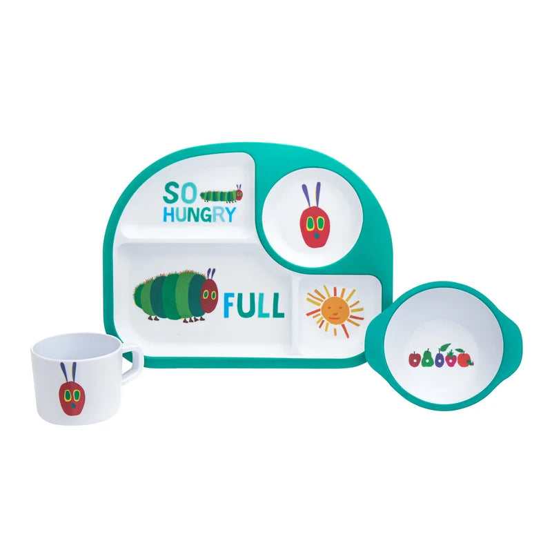 3-delige kinderserviesset met bord "The Very Hungry Caterpillar" Melamine serviesset