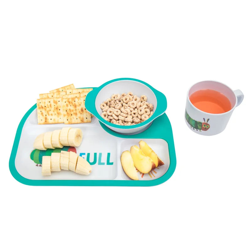 3-delige kinderserviesset met bord "The Very Hungry Caterpillar" Melamine serviesset