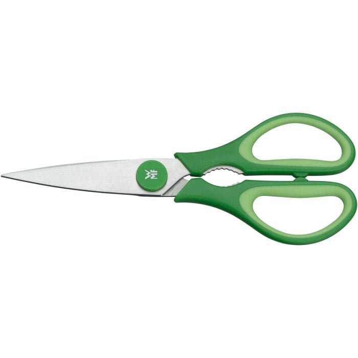 Ergonomic green kitchen scissors for home cooking