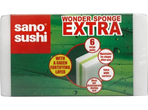 Sano Wonder Cleaning Sponge Extra 6 Pack – Durable Multi-Surface Cleaning Sponges