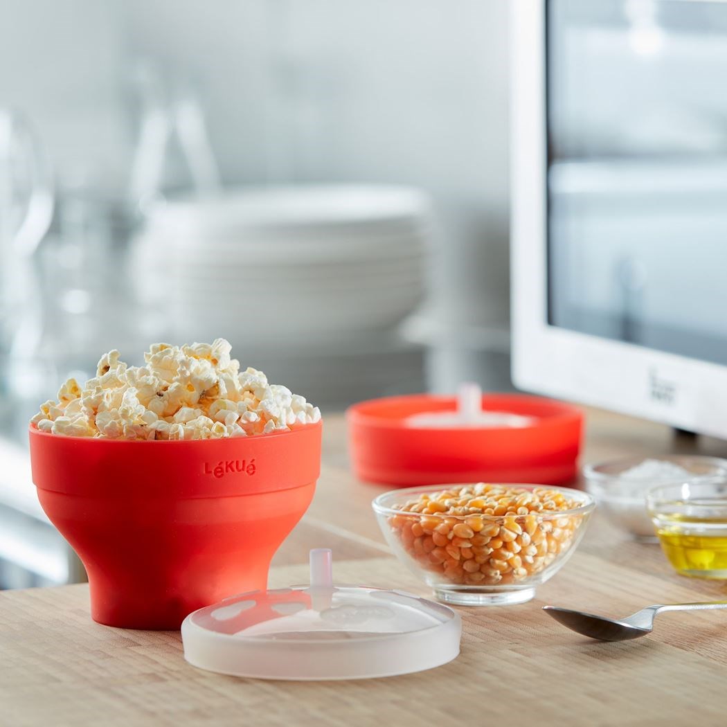 Ensemble lekue de 2 mini-makers de pop-corn pliable pour micro-ondes Ø 12,7 cm H 8,5 cm