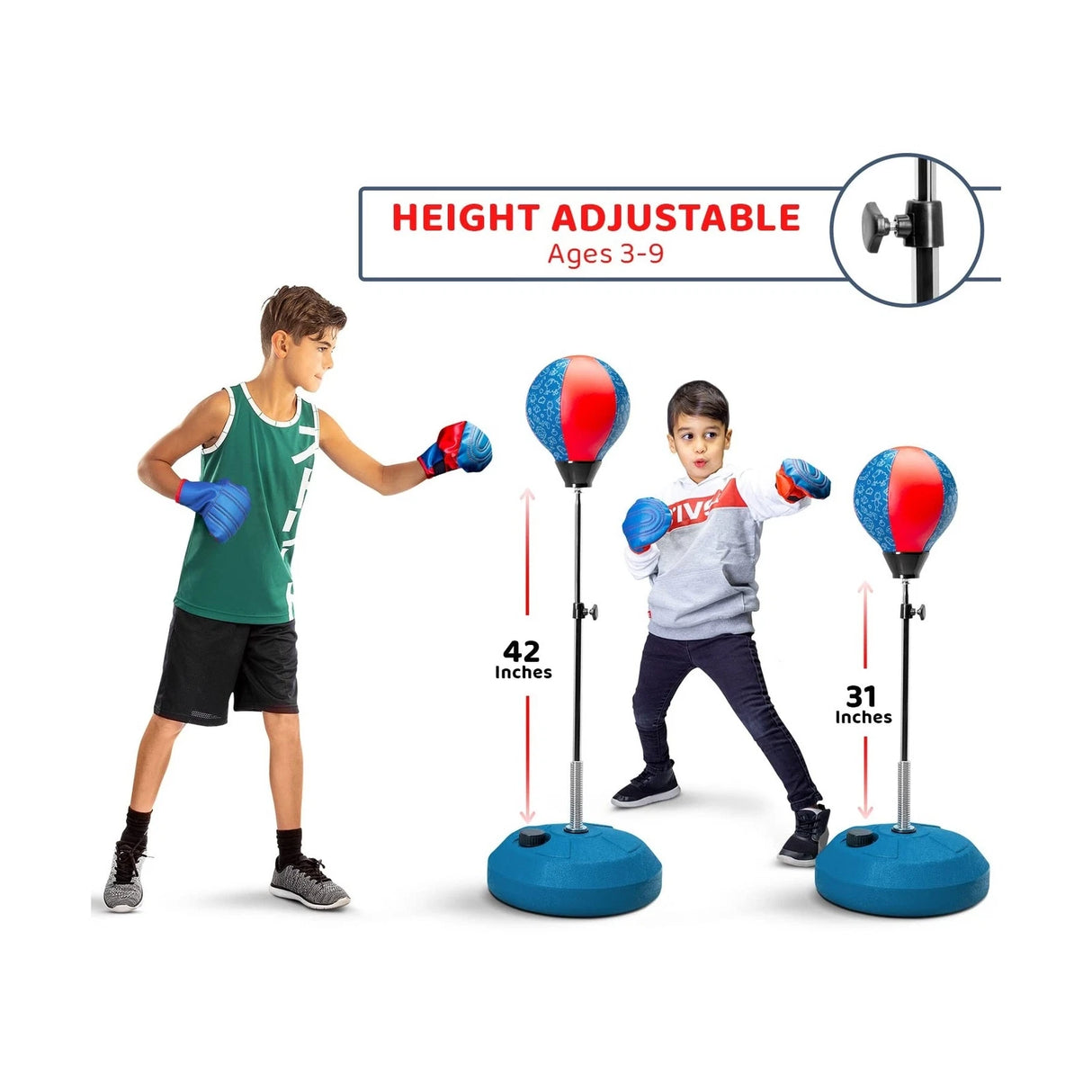 TechTools Kids Punching Bag with Stand – Adjustable Reflex Boxing Set for Ages 3–8