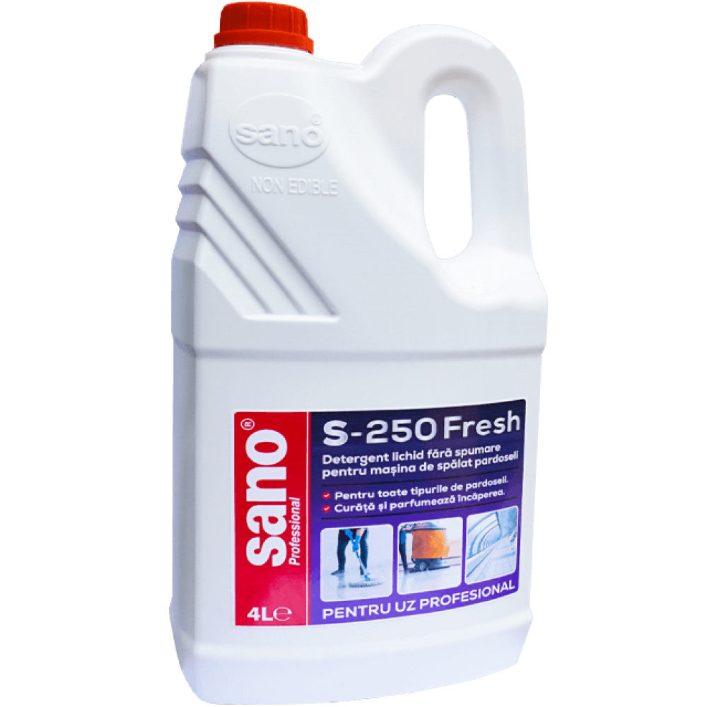 Sano Floor S-250 Non-Foaming Floor Cleaner 4L – for Scrubber Machines, Cleans & Perfumes