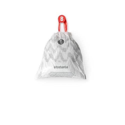 Brabantia Perfectfit Bags, Code B, 5 Litres, 40 Bags In Dispenser Pack - White