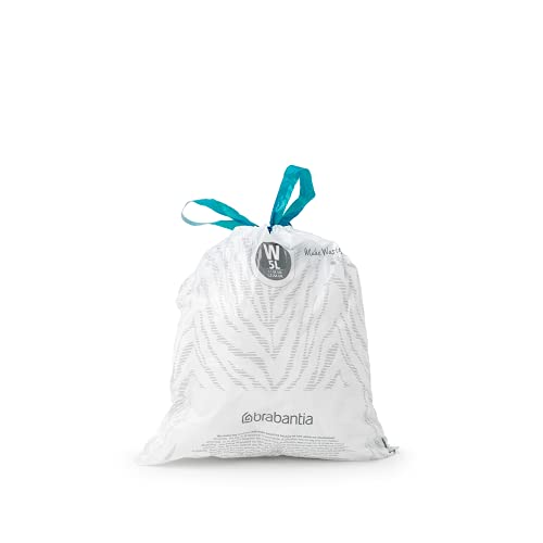 Brabantia Perfectfit Bags, Code W, 5 Litres, 40 Bags In Dispenser Pack - White