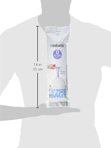 Brabantia Perfectfit Bags, Code D, 15-20 Litre, 20 Bags Per Roll - White