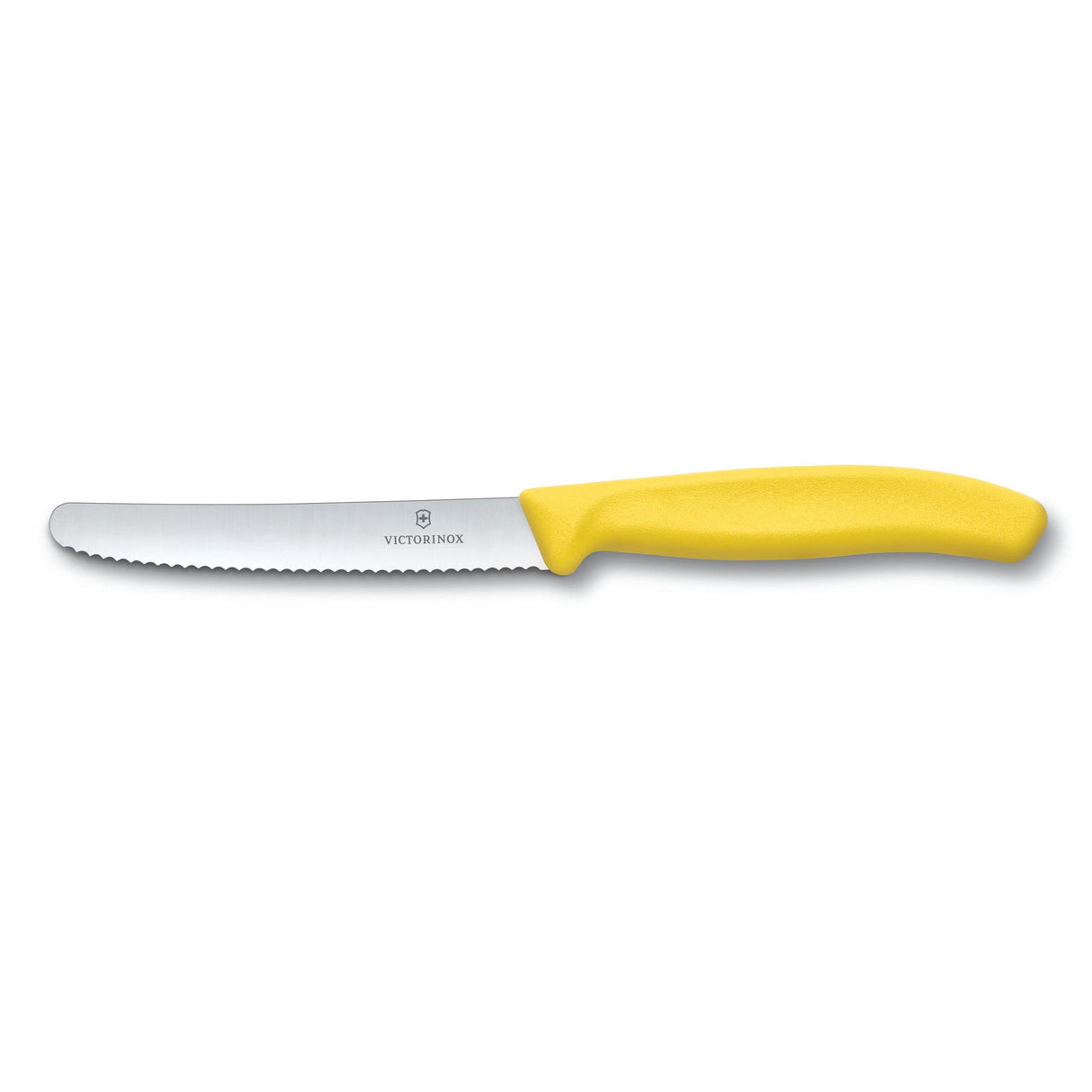 Victorinox Paring Knife With Ultra-Sharp Wavy Edge - Swiss Classic Tomato & Sausage Knife - Yellow - Blade 11 Cm