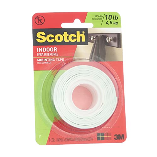 Scotch Indoor Mounting Tape 2.54 Cm X 1.27 M White Holds 4 Lb. 4.5 G
