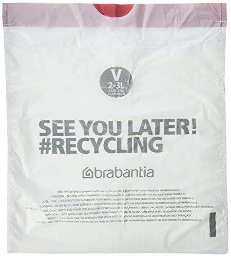 Brabantia Perfectfit-Beutel, Code V, 3 Liter, 20 Beutel pro Rolle – Weiß