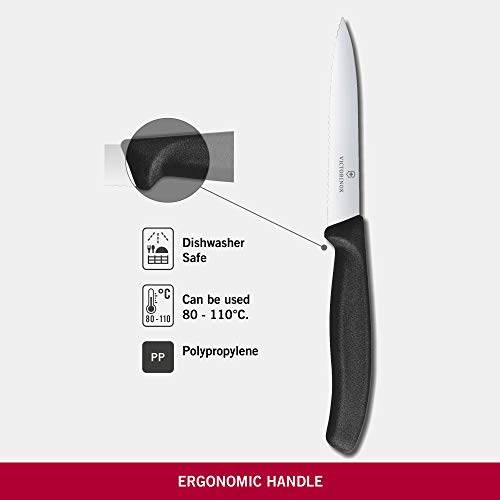 VICTORINOX Ultra-sharp Pariant Couteau avec bord ondulé - couteau de parentalité classique suisse - Black - lame 10 cm