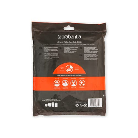 Brabantia Perfectfit Bags, Code B, 5 Litres, 40 Bags In Dispenser Pack - White