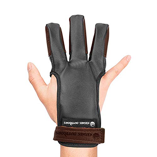 KESHES Archery Glove Finger Tab Accessories - Leather Gloves for Recurve & Compound Bow - Three Finger Guard for Men Women & Youth (Mediium)