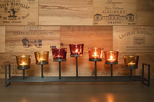 Cosy & Trendy Teelichthalter mehrfarbig – 71,5 x 15 x (H) 21 cm – Metall-Glas