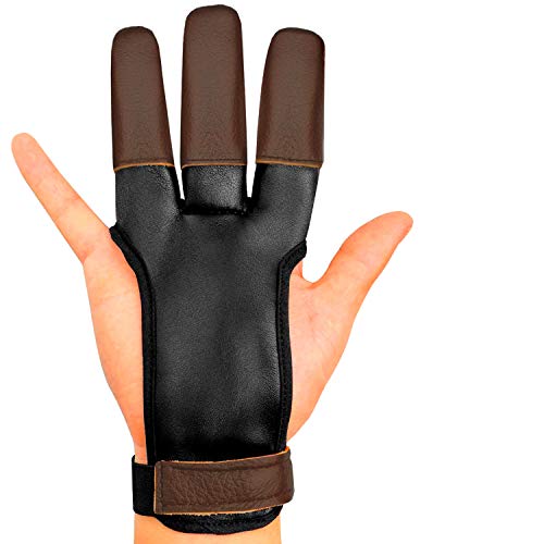 Keshes Archery Glove Finger Tab Accessories - Leather Gloves For Recurve & Compound Bow - Three Finger Guard For Men Women & Youth (X Large)