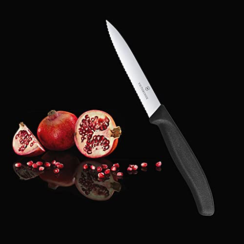 VICTORINOX Ultra-sharp Pariant Couteau avec bord ondulé - couteau de parentalité classique suisse - Black - lame 10 cm