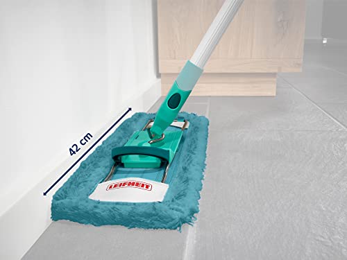 Leifheit Static Plus Ersatzschwamm – gefalteter Trockenwischerbezug, Polyester, Türkis, 42 x 2 x 17 cm