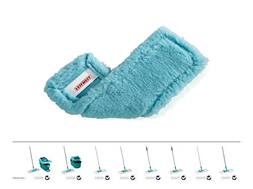Leifheit Static Plus Ersatzschwamm – gefalteter Trockenwischerbezug, Polyester, Türkis, 42 x 2 x 17 cm