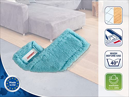 Leifheit Static Plus Ersatzschwamm – gefalteter Trockenwischerbezug, Polyester, Türkis, 42 x 2 x 17 cm
