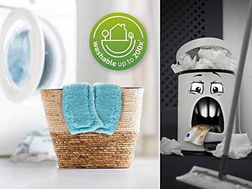 Leifheit Static Plus Ersatzschwamm – gefalteter Trockenwischerbezug, Polyester, Türkis, 42 x 2 x 17 cm