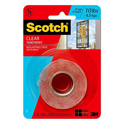 3M Scotch Heavy Duty Mounting Tape, Clear 2.5 X 152 Cm