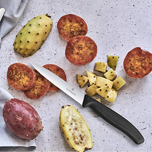 VICTORINOX Ultra-sharp Pariant Couteau avec bord ondulé - couteau de parentalité classique suisse - Black - lame 10 cm