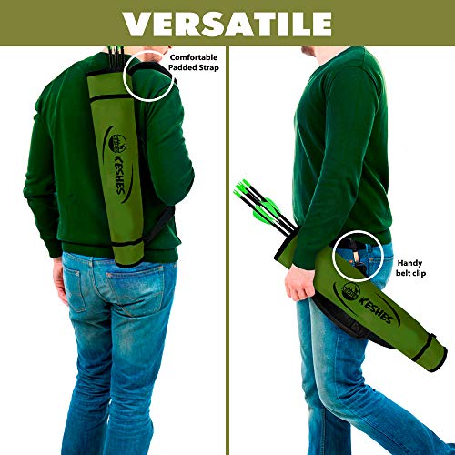 Keshes Archer d'archerie arrière du carquois de flèche arrière - Quéquier réglable pour les flèches vert