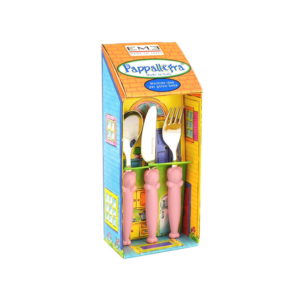 Eme Pappallegra Children'S Cutlery - Knife, Fork & Spoon Set (Pink)