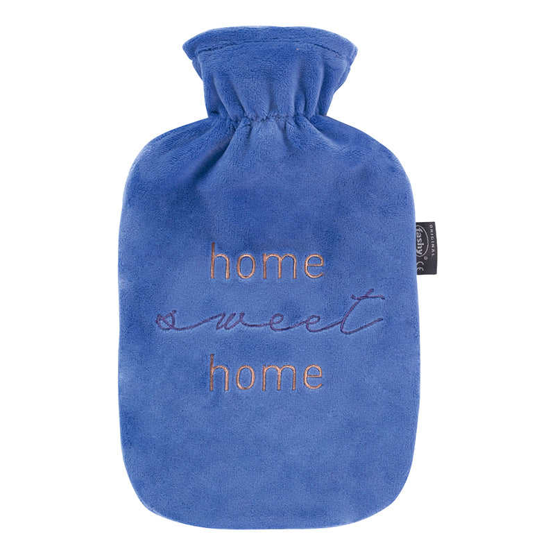 Fashy Hot Water Bottle with Home Sweet Home Design Removable Plush Cover