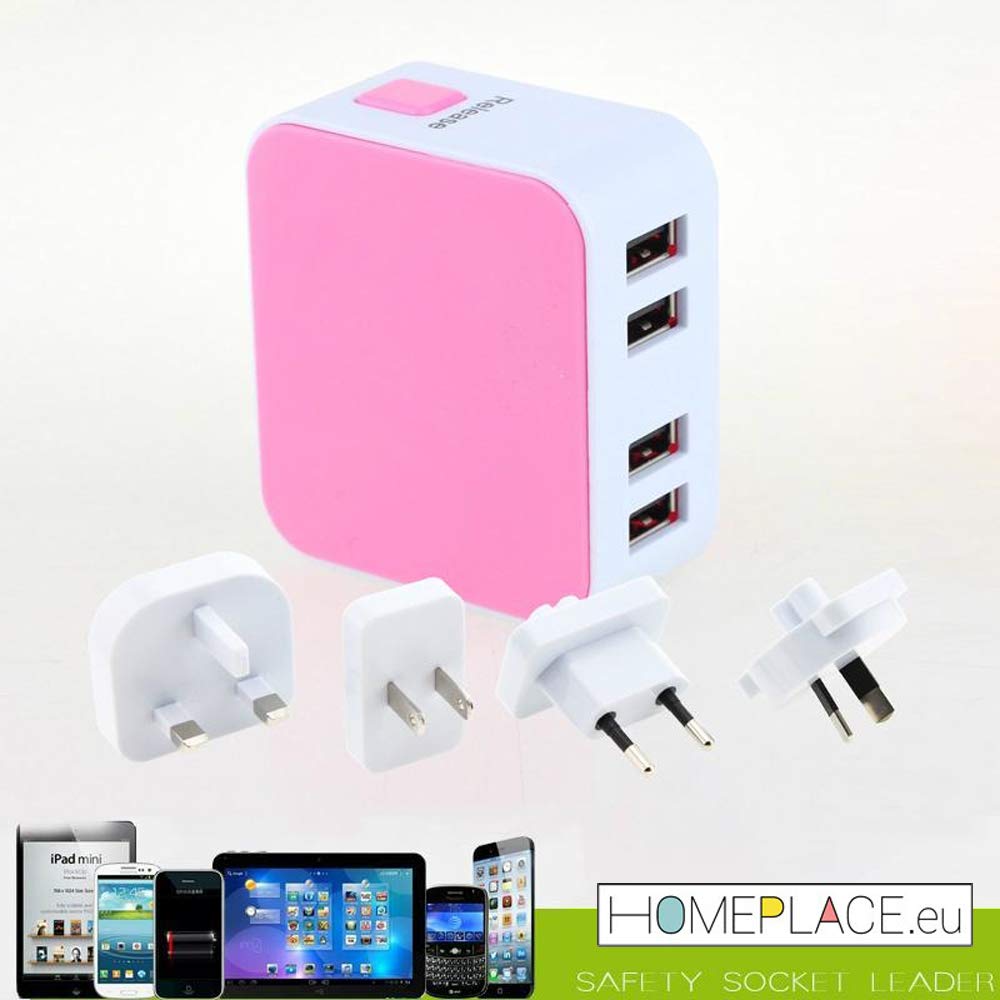 Homeplace Worldwide Universelle internationale Reisen mit 4-Port-USB-Smart-Wall-Ladeanschlüssen
